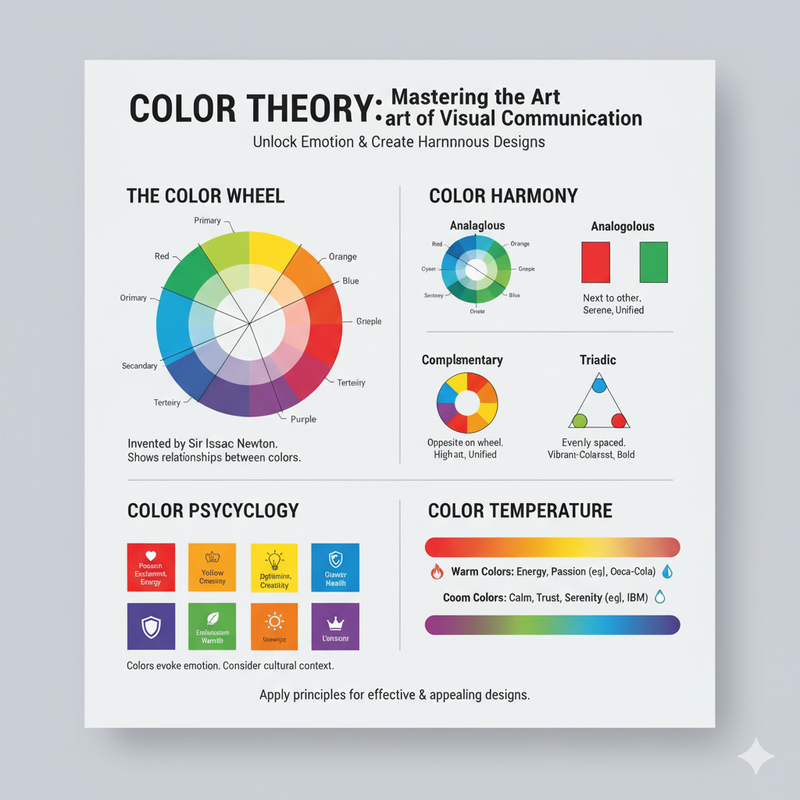 A diagram showing color theory principles