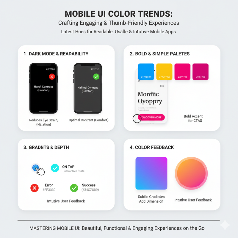Several mobile phones showing trendy app UIs