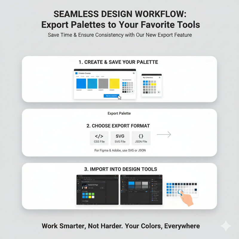 An arrow showing colors moving from a web tool to Figma