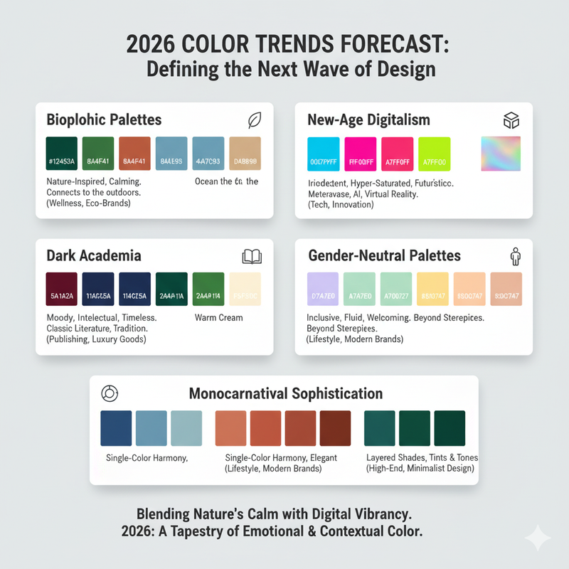 A futuristic city skyline with new color trends