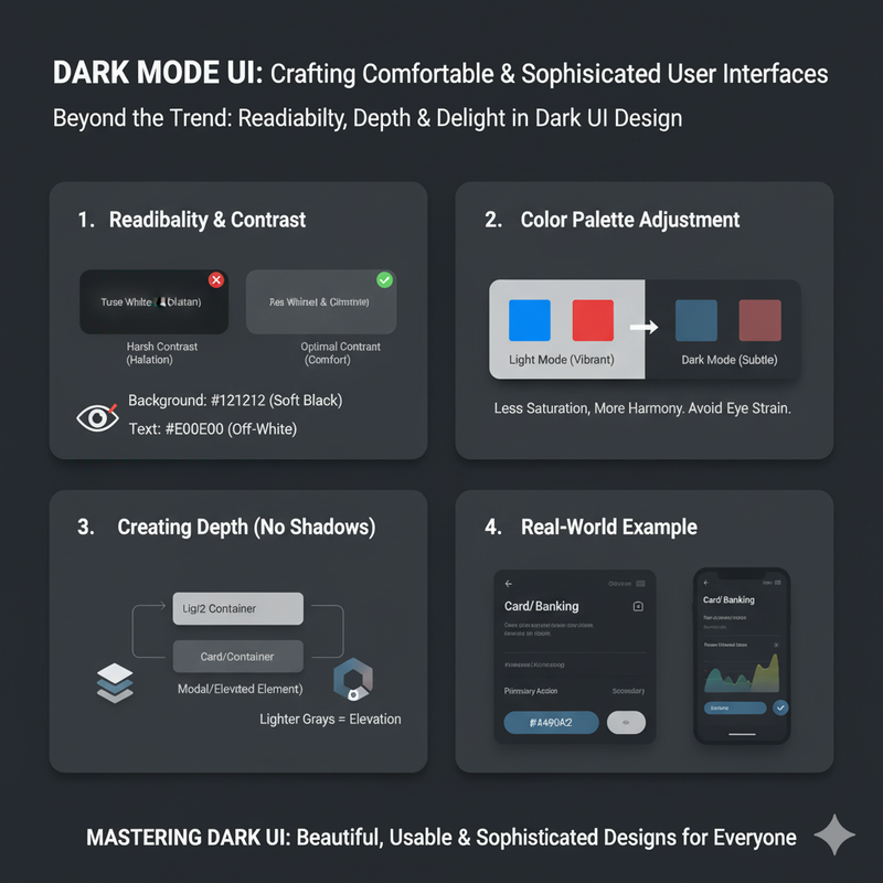 A sleek mobile app in dark mode