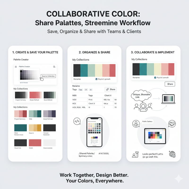 People collaborating around a color palette